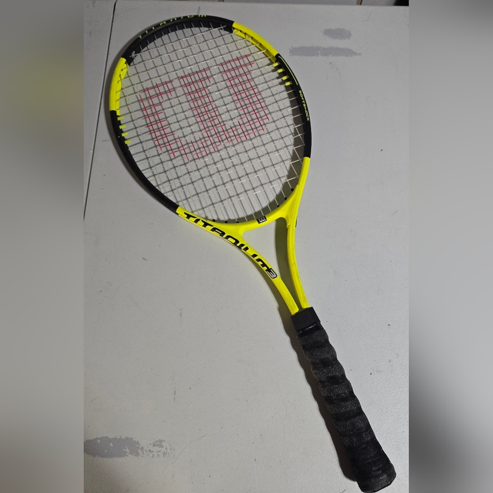Wilson Titanium 3 Soft Shock Tennis Racquet Yellow Black 27” Oversize